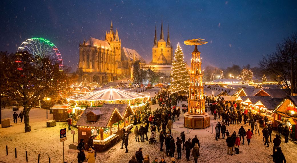 Der Erfurter Weihnachtsmarkt vor Dom St. Marien und Severikirche, Foto: Matthias Frank Schmidt